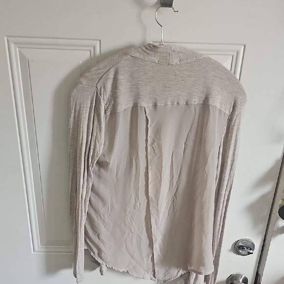 Ambiance Open-Front Draped Cardigan in Light Taupe - Picture 4 of 9